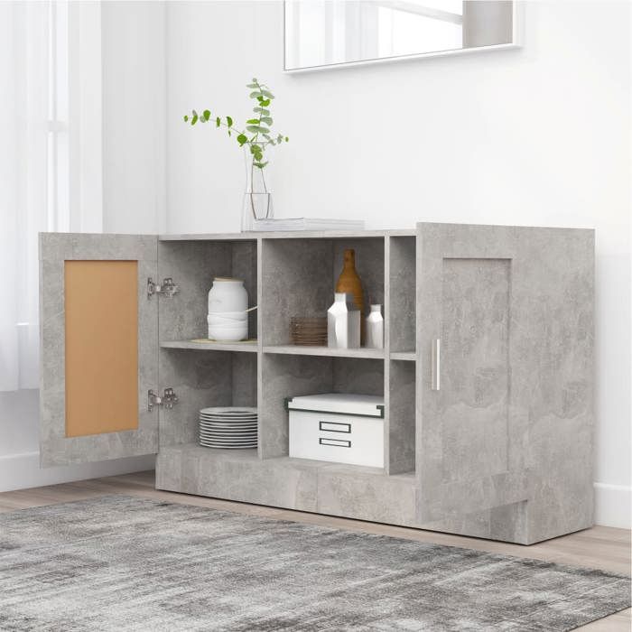 Commode/Buffet contemporain Gris béton 120x305x70 cm Bois dingénierie LL0000014455