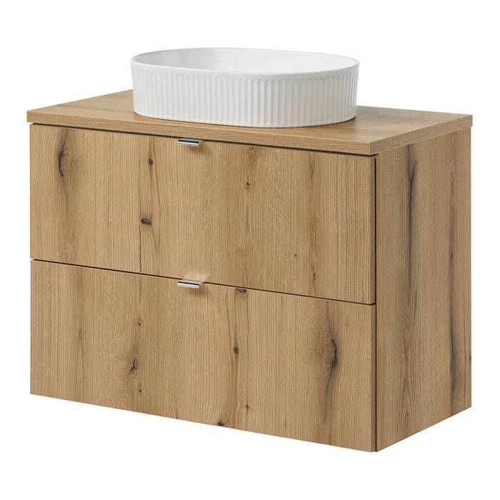 Meuble sous lavabo avec vasque 80 x 71 x 40 cm aspect chêne Meuble sous lavabo avec vasque 80 x 71 x 40 cm aspect chêne