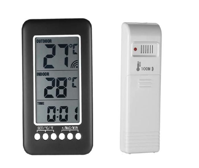 Thermomètre Interieur et Exterieur sans fil 2 en 1 Horloge Thermomètre LCD ℃ / ℉ Thermomètre Intérieur / Extérieur Numérique