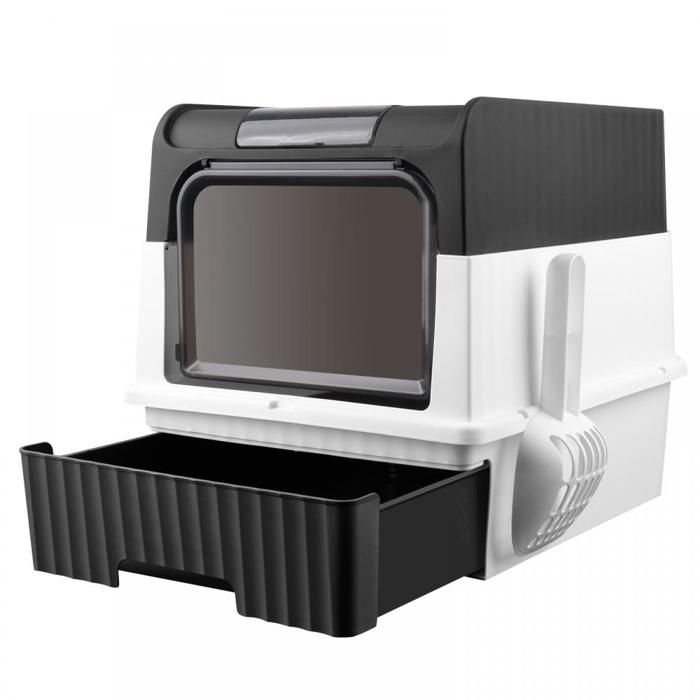 Comparer les prix de XJING-Toilettes pour chats, bac à litière pour chats autonettoyant, facile à nettoyer-Noir-49*37*35 CM