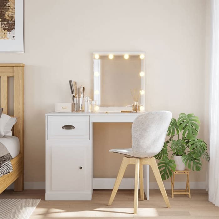 vidaXL Coiffeuse avec Lumières LED Table de Maquillage avec Miroir et Tiroir Table Cosmétique avec Compartiment Meuble de 834970