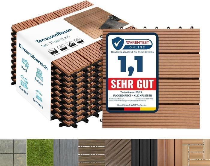 22 Dalles De Terrasse Clipsable En Bois Resistant Aux Forte Et Basses Temperatures 30 X 30 Cm Revetement Exterieur Pour Jardin Balcon 96175447