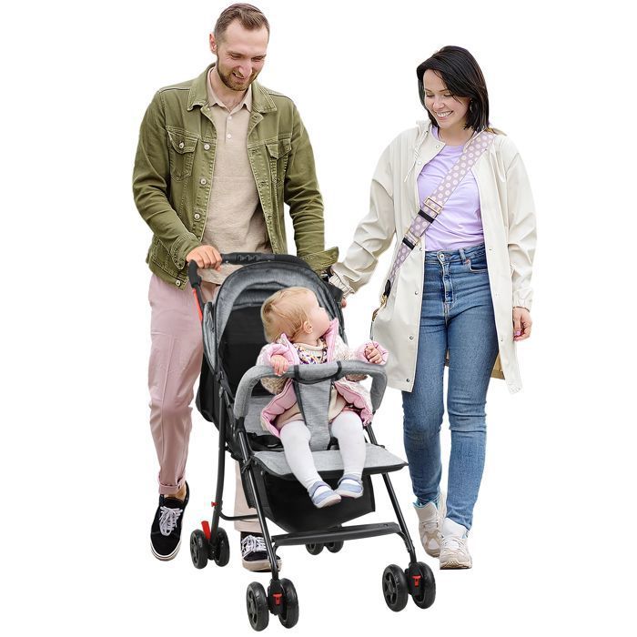 FLASIDU Poussette ultra compacte confortable et lègère jusquà 10 kg dossier réglable pliage facile Gris 75*46*94cm
