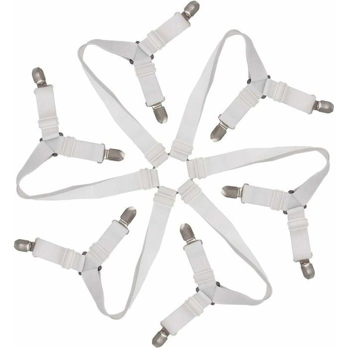 Tendeur Drap Housse Élastique - JORMFTTE - Réglable 6-Voies - Blanc - Pour Matelas Ronds et Carrés
