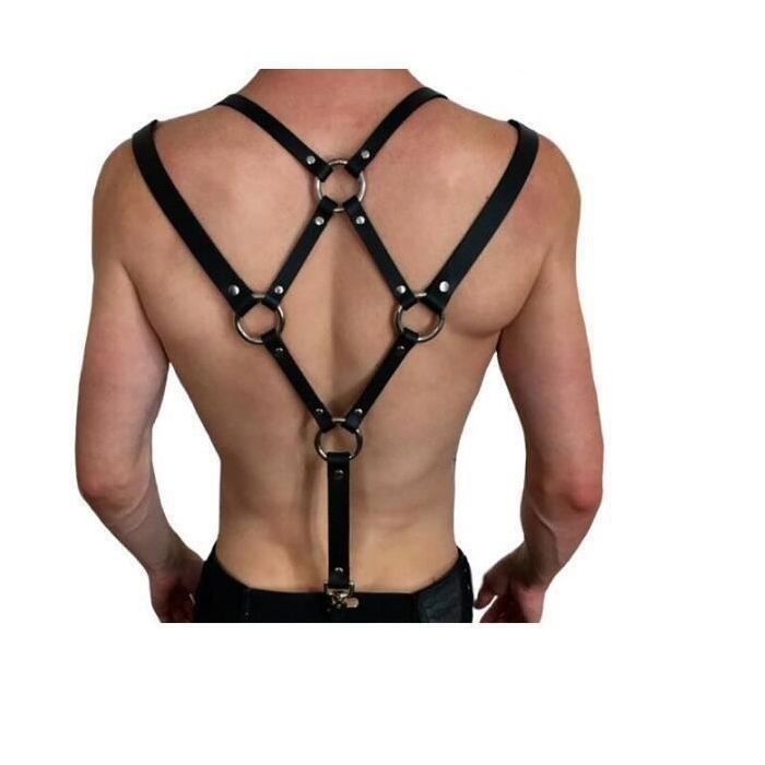 FENXIXIONE Harnais Poitrine Cuir Rose Lingerie Punk - Porte-jarretelles Taille Avec Chaînes Pour Femme