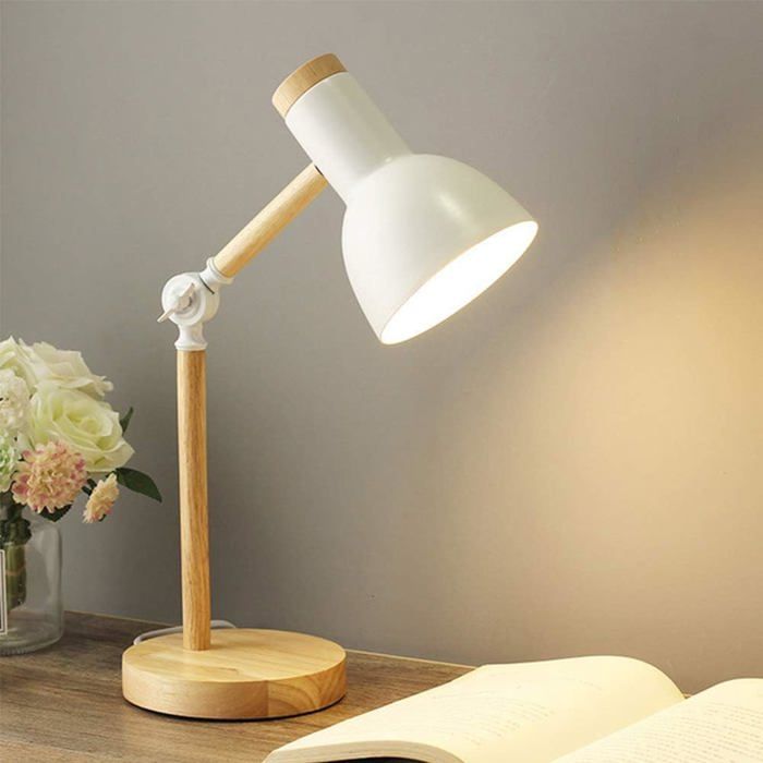 Lampe chevet flexible E27 lecture blanche LED. Métal industriel rétro interrupteur cadeau décoration intérieur