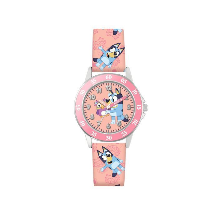 Montre éducative enfant Bluey rose analogique bracelet silicone apprentissage de l’heure BLY9007