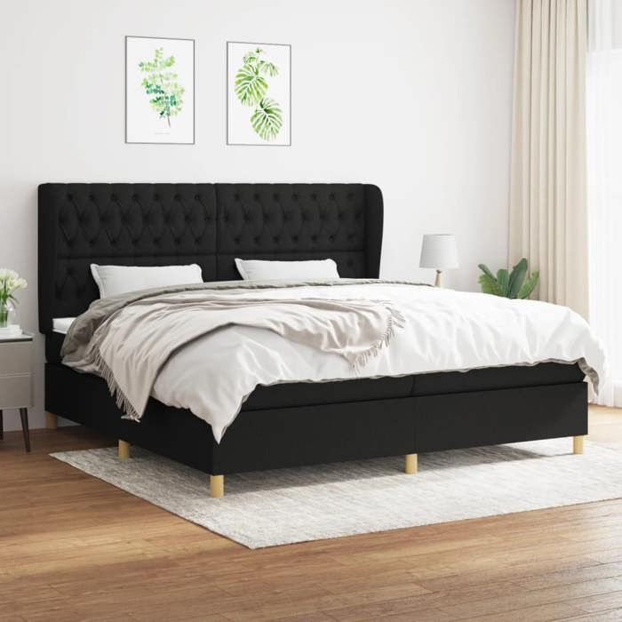 Sommier à lattes avec matelas - Maison Exclusive - 200x200 cm - Tête de lit réglable - Noir