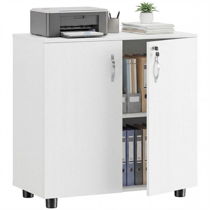 Armoire de bureau - Vinsetto - 2 portes serrures et clés - panneau de particules - 80 x 40 x 80 cm - blanc