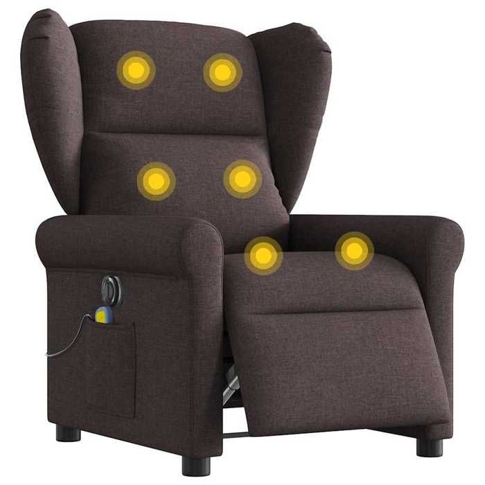 NEW 2026 Fauteuil Massant inclinable - Chaise simple - Multifonctionnel - électrique Marron foncé Tissu 72.5x87x100.5 cm L3598