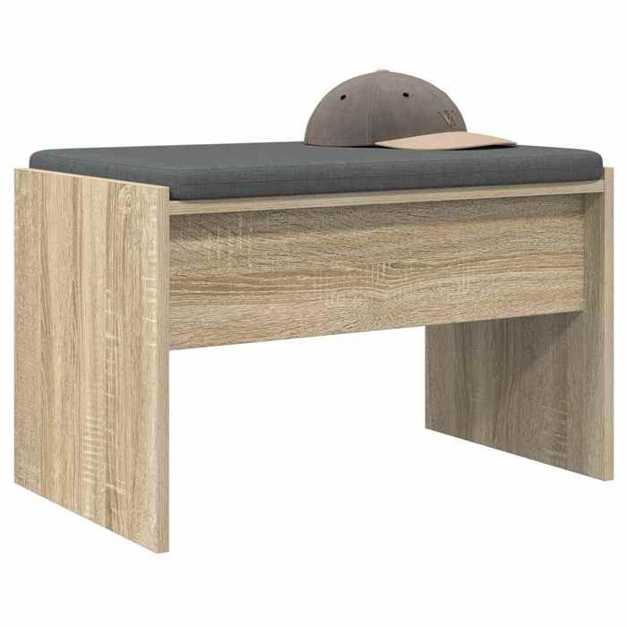 [21789]Banc dentrée - Meuble d Entrée - Grand espace de rangement - avec coussin Chêne Sonoma 63x38x40 cmPoids:8.7 Kg