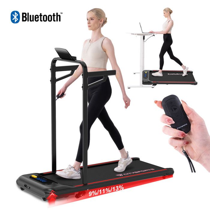 Tapis de Course Inclinable 13% - WP8S - 440 W - 6 km/h - Accoudoirs amovibles
