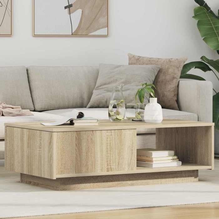 vidaXL Table basse Chêne Sonoma 95 x 55 x 31 cm Bois dingénierie 8000182
