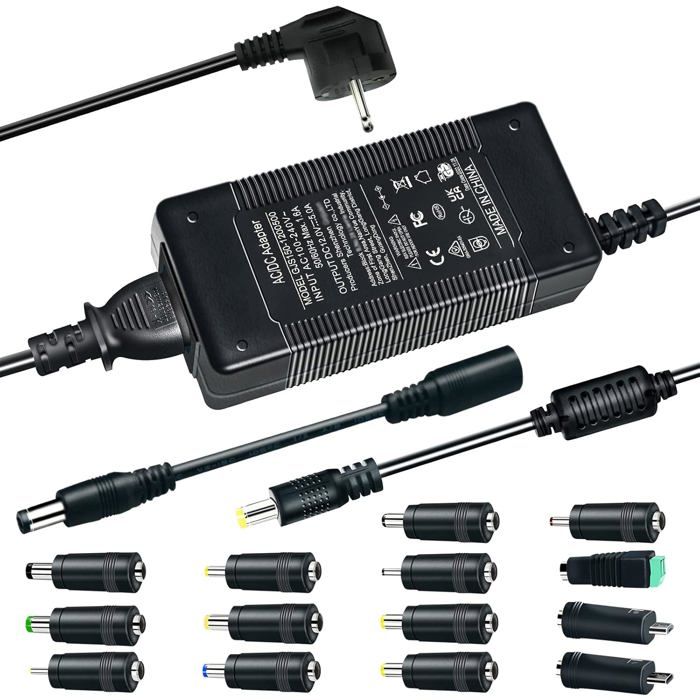 SoulBay 24V Chargeur Universelle, 72W AC/DC Adaptateur Alimentation Transformateur avec 14