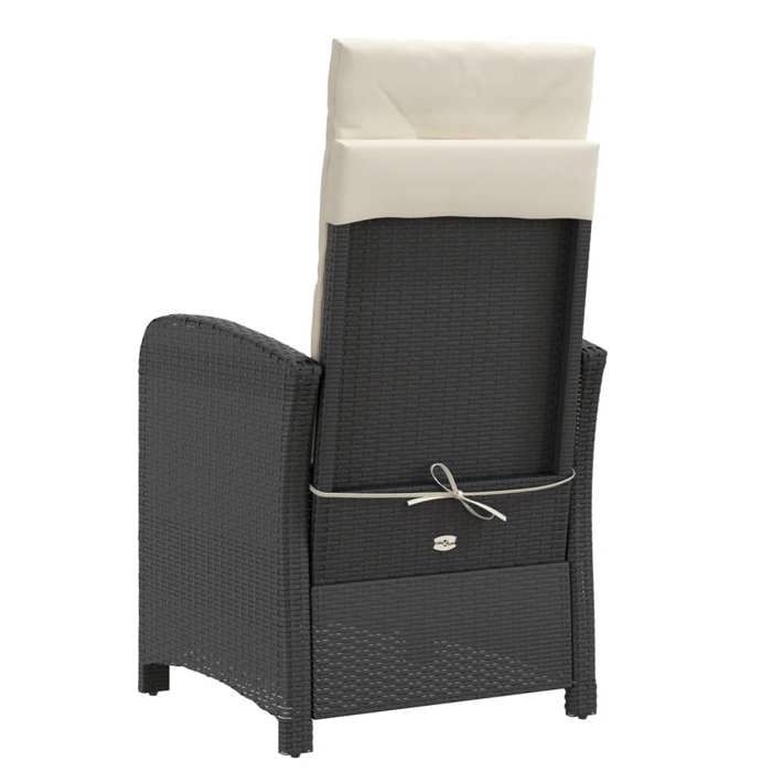 NEUF Fauteuil de Jardin Chaise dextérieur1 pcs - Chaise inclinable de jardin et repose-pied noir résine tressée - L57 x l66 x H92