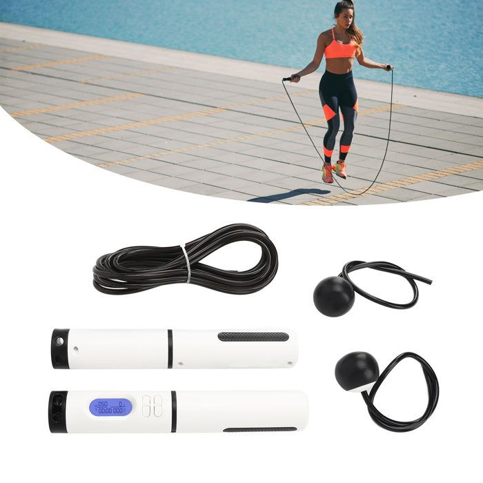 Corde à Sauter Lestée Avec Compteur Numérique LCD – Calcule Calories, Sauts, Durée, Longueur Réglable, Poignée Antidérapante
