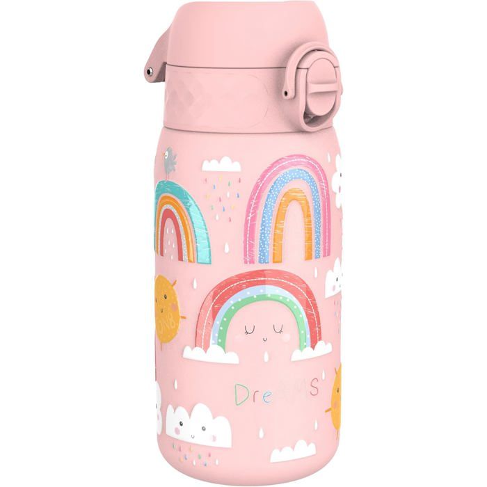 Gourde Enfant Inox Léger 400ml Non Isolé Anti-Fuite Facile à Ouvrir Verrouillage Sécurisé Lavable au Lave-Ciel