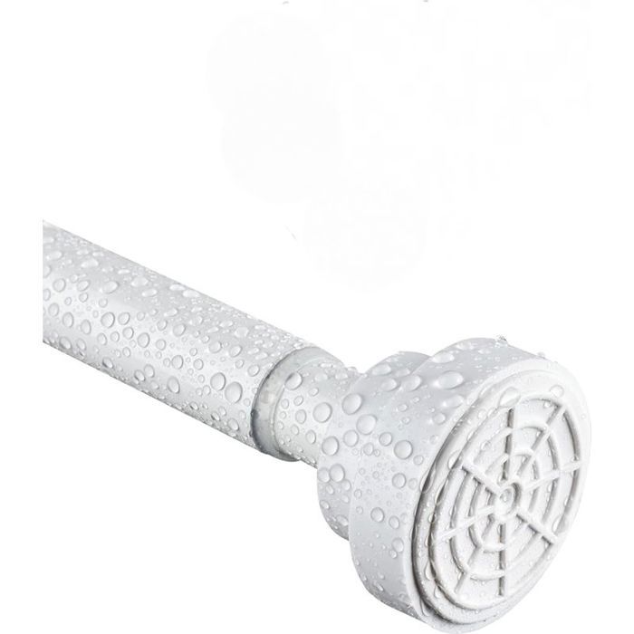 Tringle à rideau de douche rétractable sans perçage convient pour salle de bain fenêtre armoire penderie 85-140 cm blanc