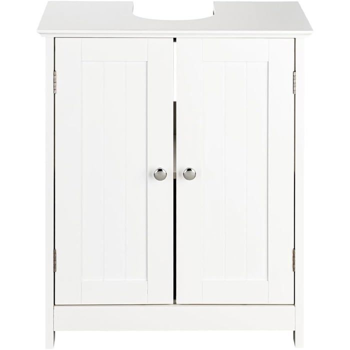 Meuble Sous Lavabo Blanc Rustique Pour Salle De Bain-Largeur 50Cm Ou 60Cm(50X30X60Cm)[CA22]