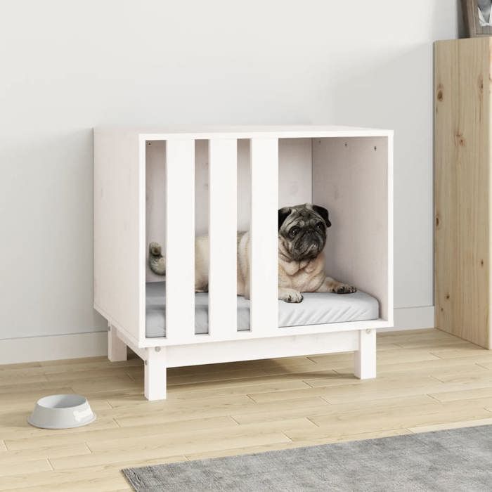 Niche pour Chien - vidaXL - bois de pin massif - blanc - 60 x 45 x 57 cm@mtp49d