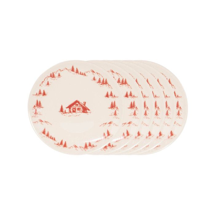 Assiette dessert Alpages rouge 21 cm (lot de 6) - Table Passion
