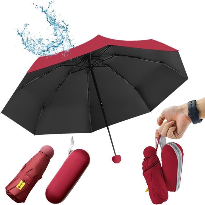 Mini Parapluie Pliant Anti Uv Upf 50 Parasol Pliable Voyage Coupe-Vent Parapluie Pliant De Voyage Compact À 8 Baleines Pour Les Qu