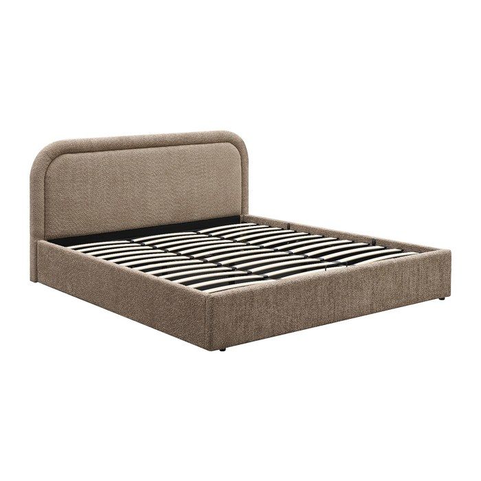 Lit coffre 200 x 200 cm - Tissu bouclette - Taupe – FIDOZIA