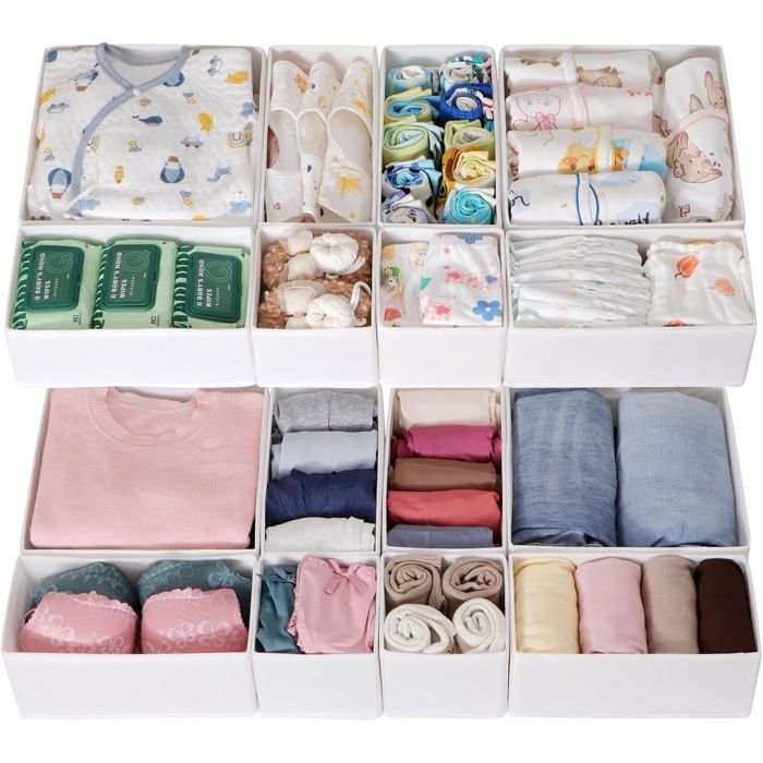Organisateur Tiroir Lot De 16 Boîtes De Rangement Modulables Pliable Boîtes Séparateurs De Tiroirs Pour Sous-Vêtements Chausset