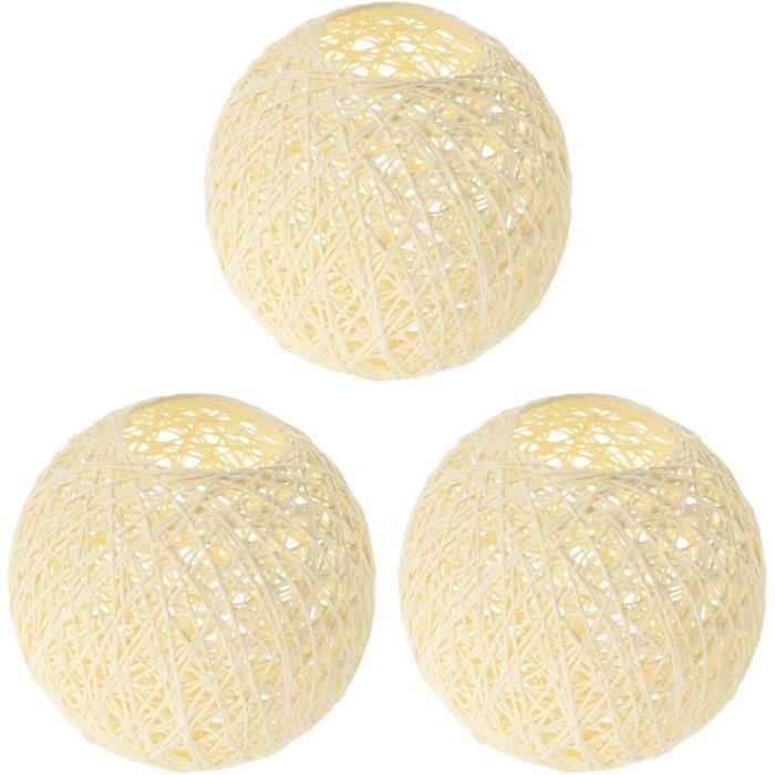 3 Abat-Jour Rotin Lampe Décorative Chambre Salon Couvercle Lumineux De Table En Papier Beige Diffuse Une Lumière Douce Pour [IN114]
