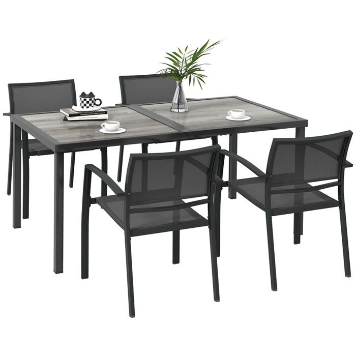 Ensemble de mobilier de jardin salon de jardin 1 table 4 chaises 150 x 87 x 72 cm gris Ensemble de mobilier de jardin salon de jardin 1 table 4 chaises 150 x 87 x 72 cm gris