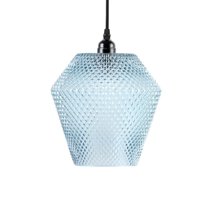 Lampe à suspension Lina en verre bleu et noir - Réf. VK8056633409927