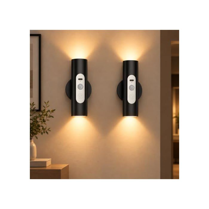 Applique Murale LED avec Détecteur de Mouvement et Télécommande - Lampe Murale Sans Fil Rechargeable pour Intérieur Couloir