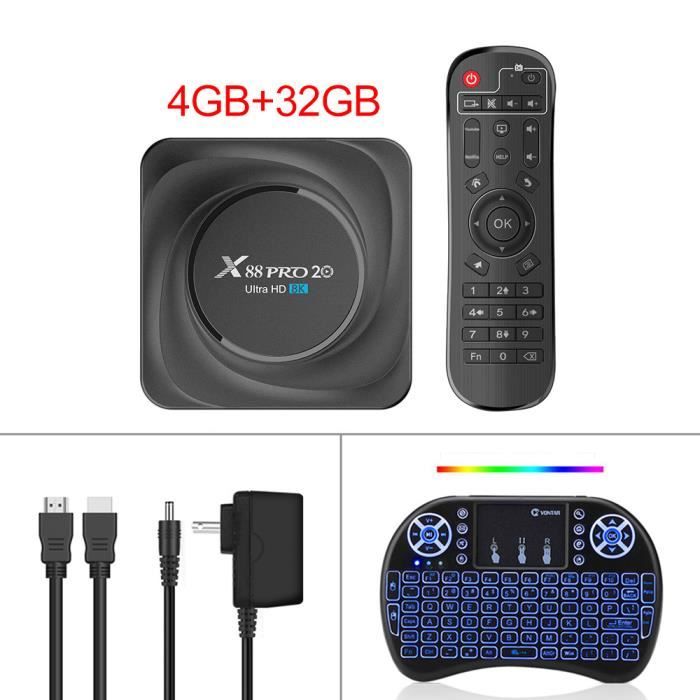Boîtier IPTV WiFi6 X88 Pro 13 Boitier IPTV Android 13.0 TV Box, Box TV 4GB RAM 32GB ROM RK3528 Quad-Core 64bit Cortex-A53 Support 2.4/5.0GHz WiFi6 BT5.0 HD 8K 10/100M Ethernet HDMI 2.0