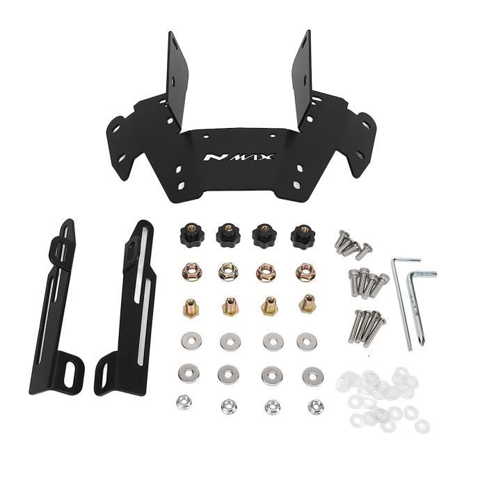 Kit De Montage Pare-brise Moto Universel - Métal Noir - Pour Barres De 25 Mm