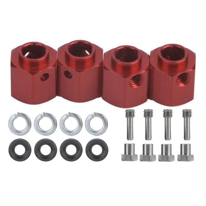 Alnicov 4 Adaptateurs De Moyeu Hexagonal En Métal Rouge – Pièces De Rechange Pour Roues De Voiture RC