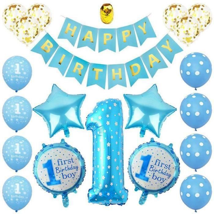 Kit Ballons 1 An Anniversaire Decor Bleu Cdiscount Maison