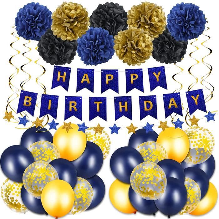 Decoration Anniversaire Banderole Happy Birthday Kit Décoration Fête Joyeux  Anniversaire Deco Fete Bleu Ballon Banniere pour H[812] - Cdiscount Maison