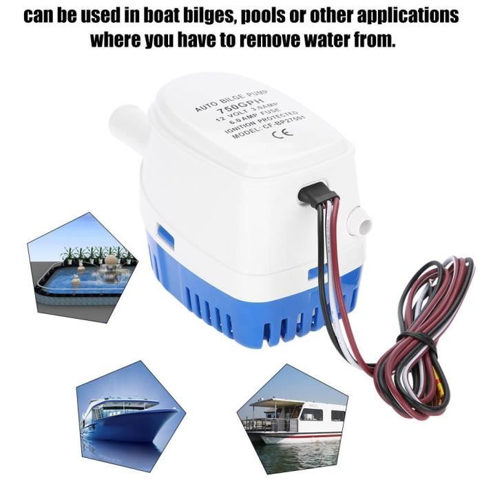 Pompe à Eau Bateau 12v Pompe De Cale Auto Marine Automatique Submersible
