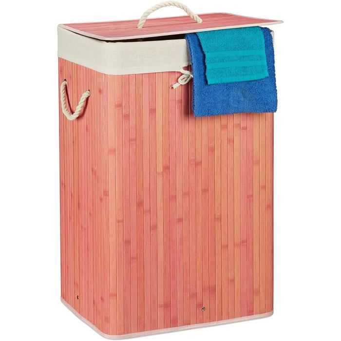 Corbeille à linge - INFACTORY - Bambou naturel - 100 L - Avec couvercle