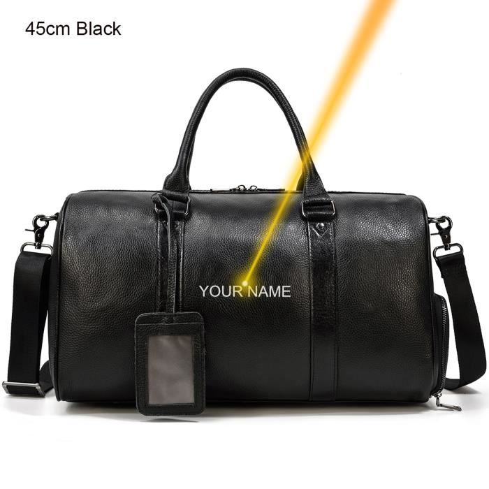 Noir (45cm)-laser - Sac De Voyage En Cuir Véritable Pour Homme Et Femme