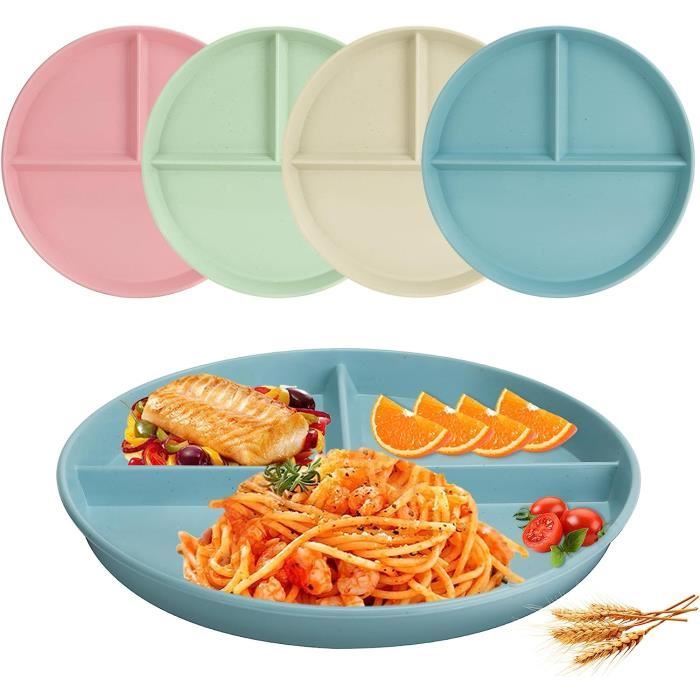 RVXHUA Lot De 5 Assiettes De Contrôle Des Portions En Paille De Blé De 22,9
