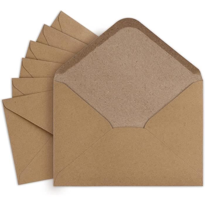Enveloppes En Papier Kraft Recyclé Rose - Lot De 50 - Format DIN Long (11x22 Cm) - Fermeture Par Collage Humide - 9