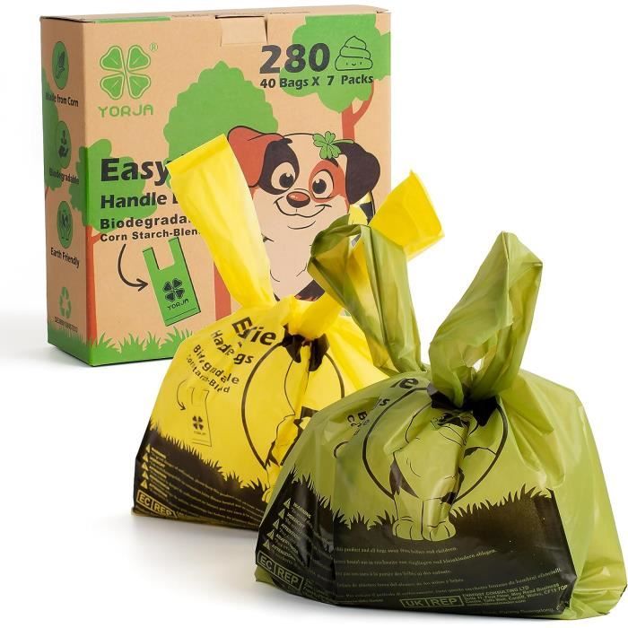 Sac à Crottes Pour Chien Vika Jaune - 1 Rouleau De 20 Sacs, Polyester, Fermeture éclair Et Mousqueton - Dimensions 9x4x5,5 Cm - Léger Et Pratique Pour Les Promenades
