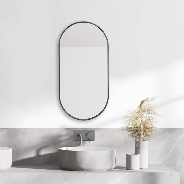 Miroir Mural Design Simple Industriel Cadre Ovale Pour Chambre