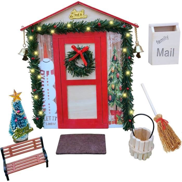 Porte De Lutin De NoëL Kit, Lutin De Noel Accessoire, Miniature Decoration  Noel Elfe Farceur De Noel Accessoires, Meuble Lutin De Noel Decorative Bois