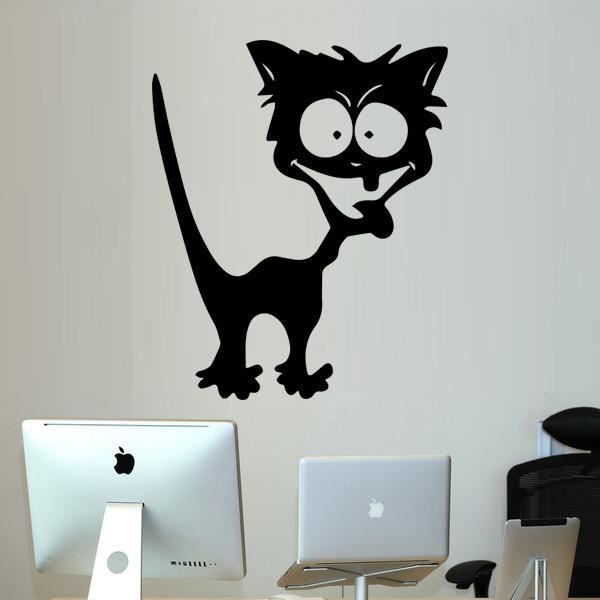 Sticker Decoration Animal Chat Rigolo Marrant 35x29 Cm Noir Chat035 Cdiscount Maison