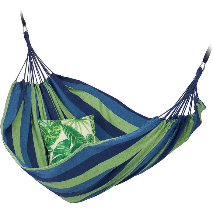 Hamac Classique Jardin Tropilex - Coton Naturel, Fabriqué Main, Capacité 30kg, Vert