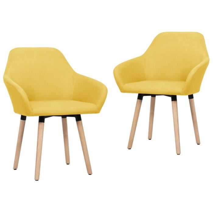 pop - market chaises de salle à manger 2 pcs jaune tissu,haut de gamme®eynhlw®