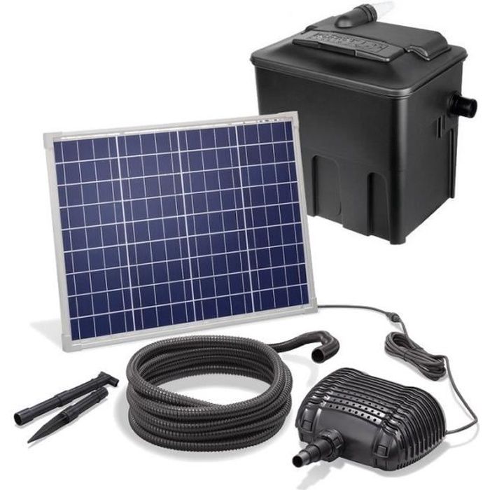 Kit pompe solaire bassin avec filtre Premium 2500L-50W - Cdiscount Jardin