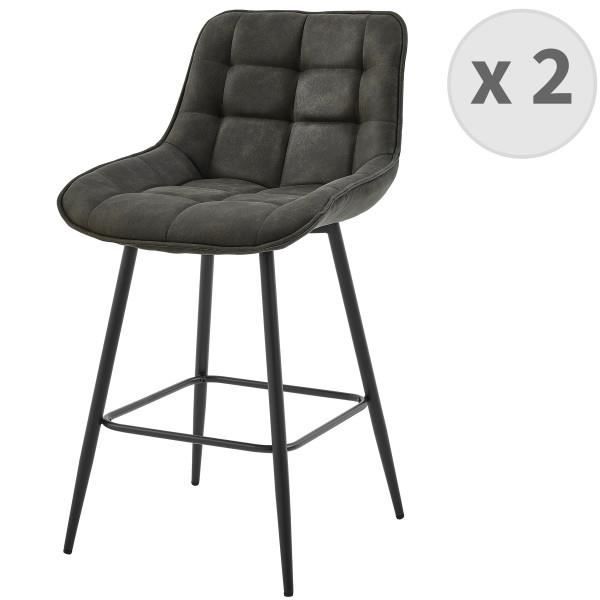 fauteuil de bar vintage - grant - ebène et métal noir - confortable et résistant